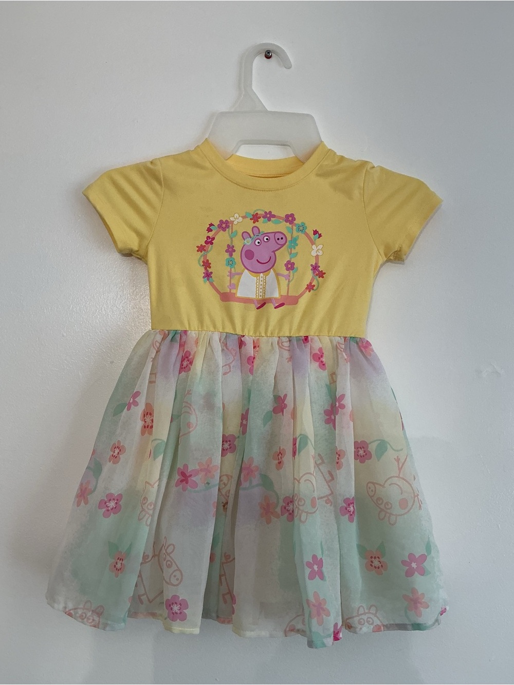 Peppa Pig Yellow and Pink Flower Print Casual Dress